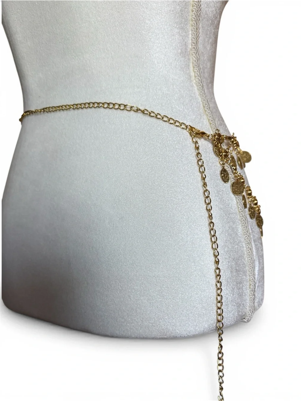Gold Coin Chain Belly Belt with Decorative Pendant